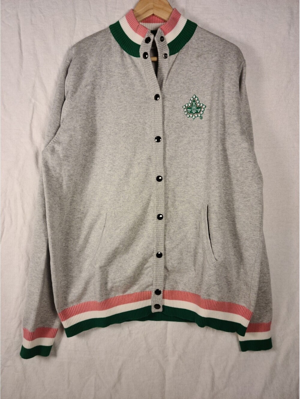 Alpha Kappa Alpha Sweater Womens XL Gray Cardigan Button Up AKA Sorority